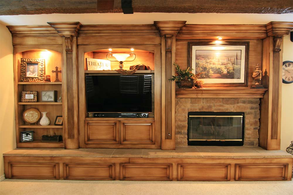 Burnished Wood Entertainment Center | Custom Cabinets ...