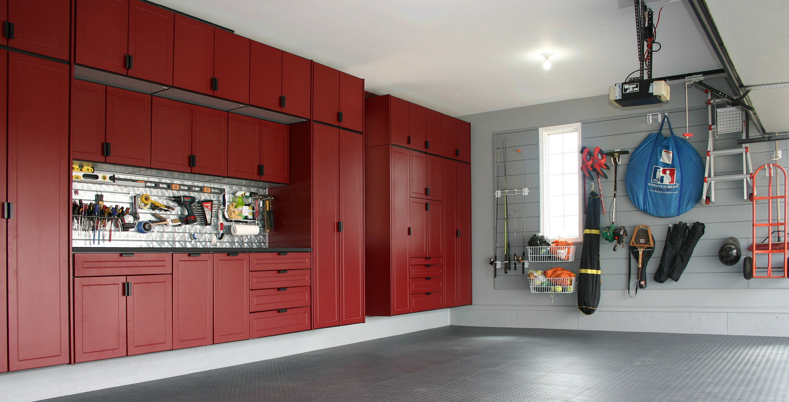 Custom Garage Cabinets in Red Custom Cabinets Houston - Cabinet Masters